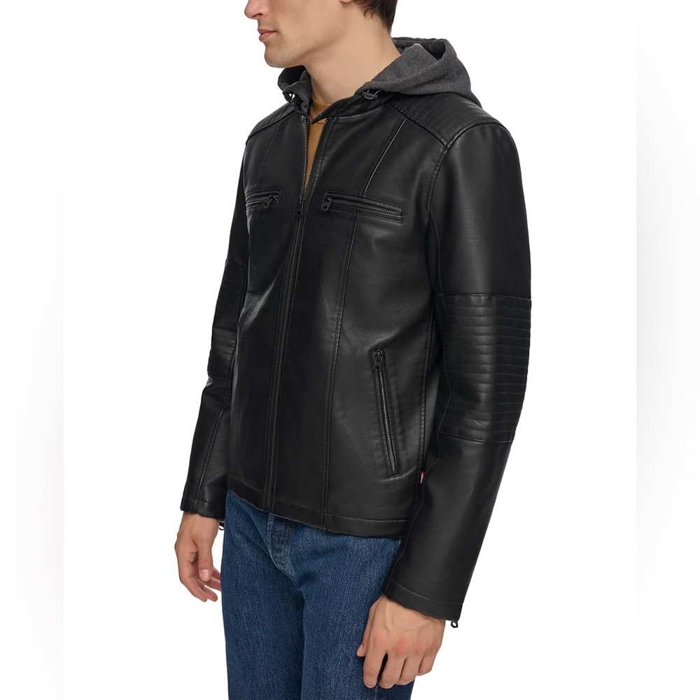 Levi's Men's Faux-Leather Hooded Zip Jacket - Picture 2 of 10